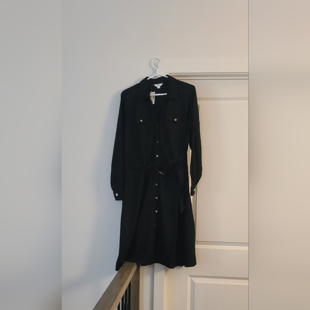 Penningtons Classic Black Button-Down Belted Dress